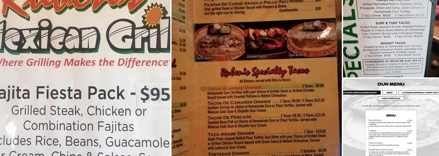 Ruben's Mexican Grill Menu