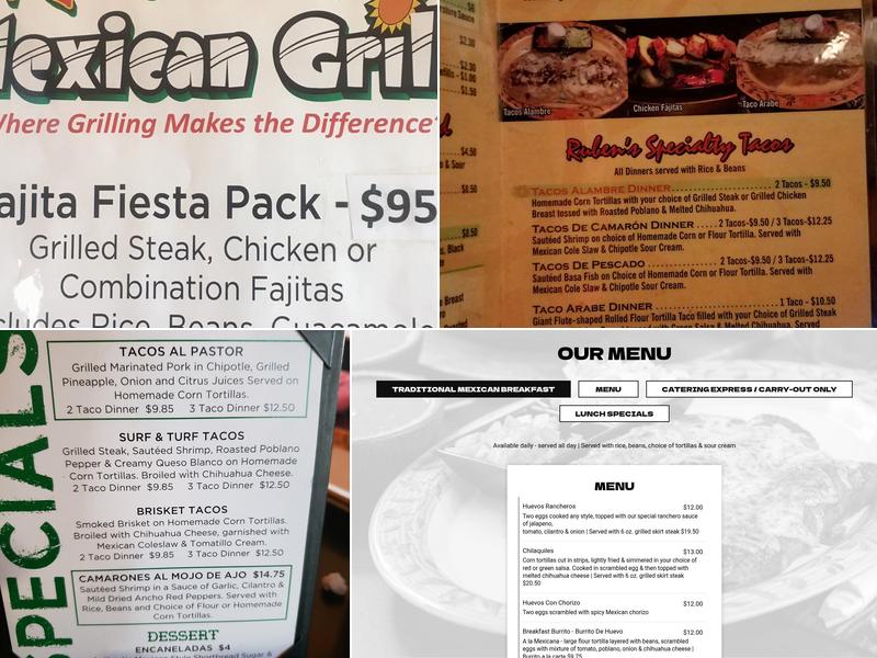 Ruben's Mexican Grill Menu