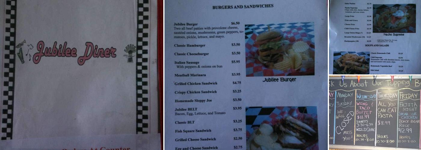 Jubilee Diner Menu