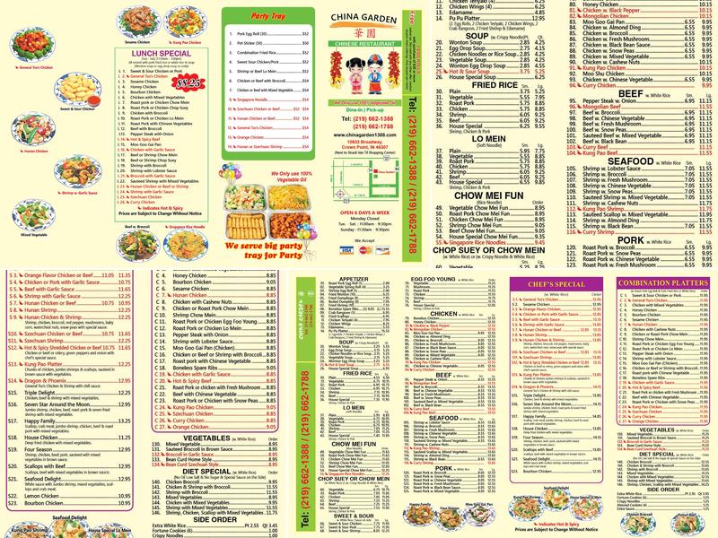 China Garden Menu