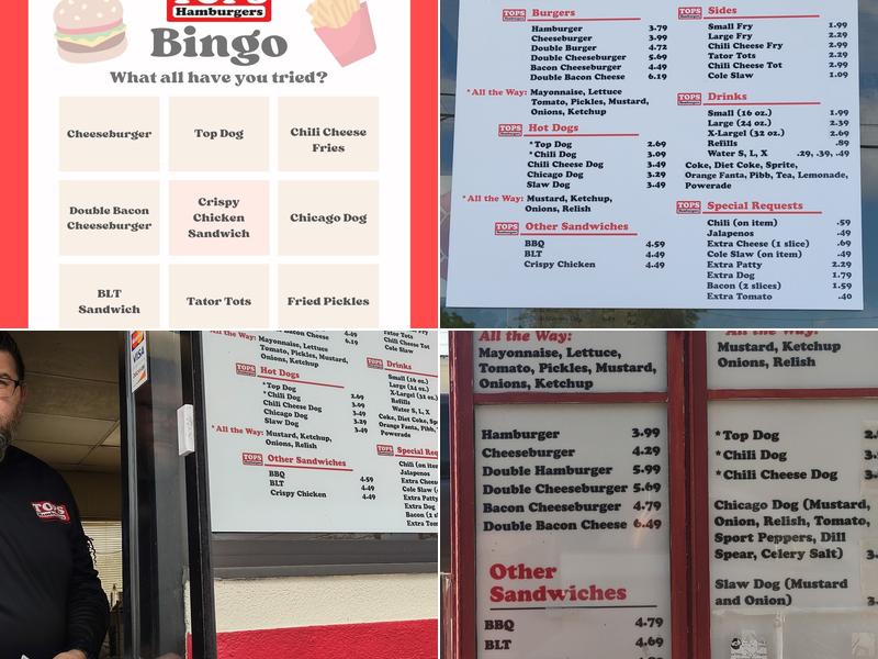 Tops Choice Hamburgers Menu