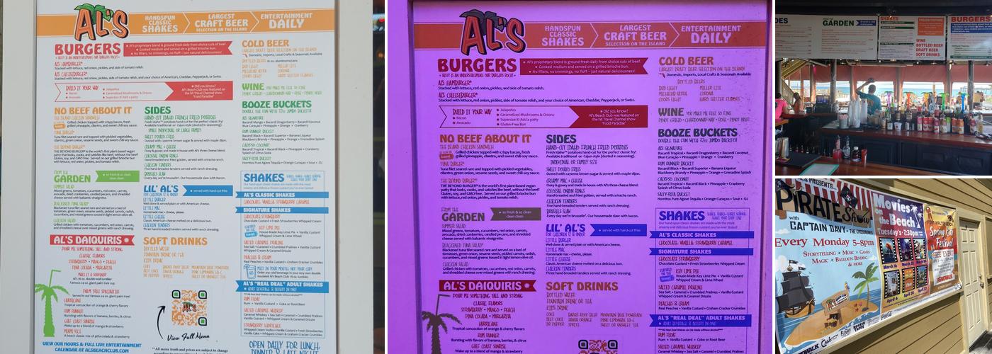 Al's Beach Club Menu