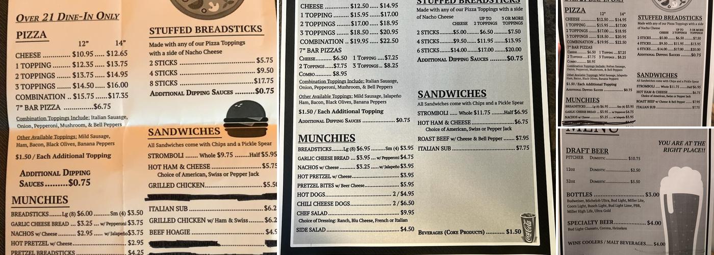 Meadowbrook Pizza Menu