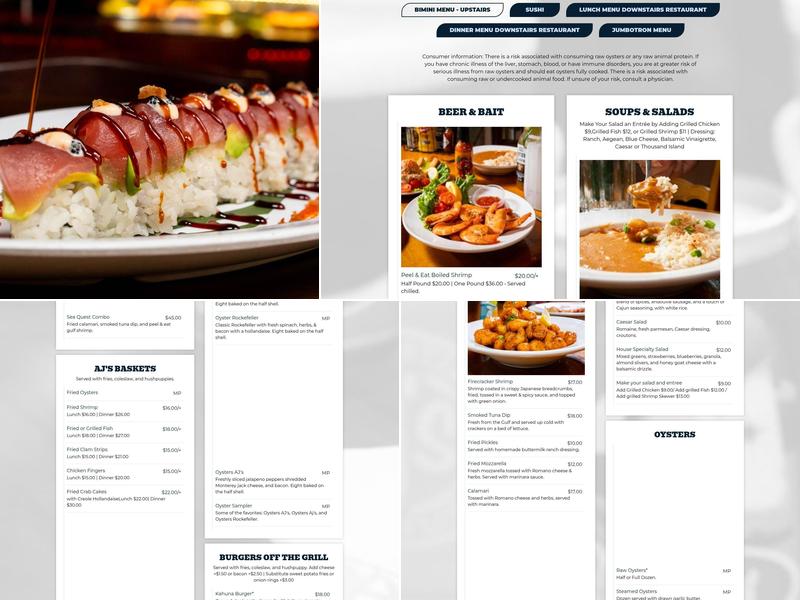 AJ’s Seafood & Oyster Bar Menu