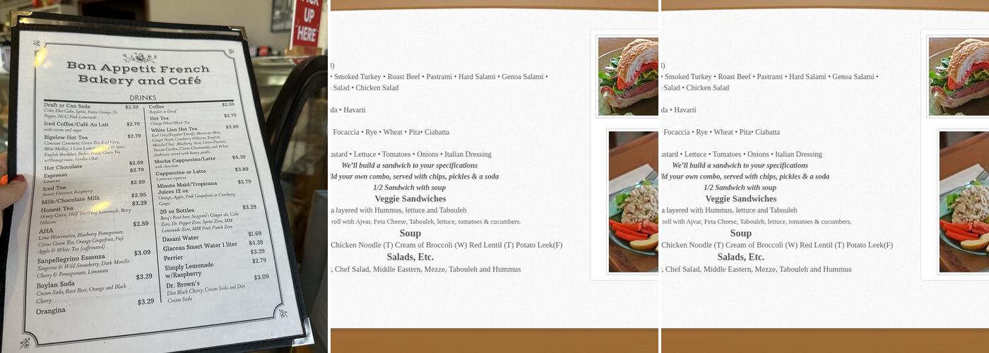 Bon Appetit French Bakery and Cafe Menu