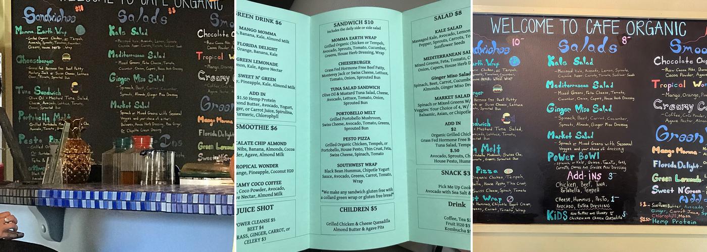 Golden Almond Organic To-Go Cafe Menu
