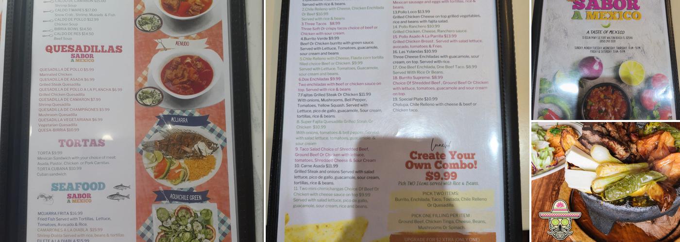 Sabor A Mexico Menu