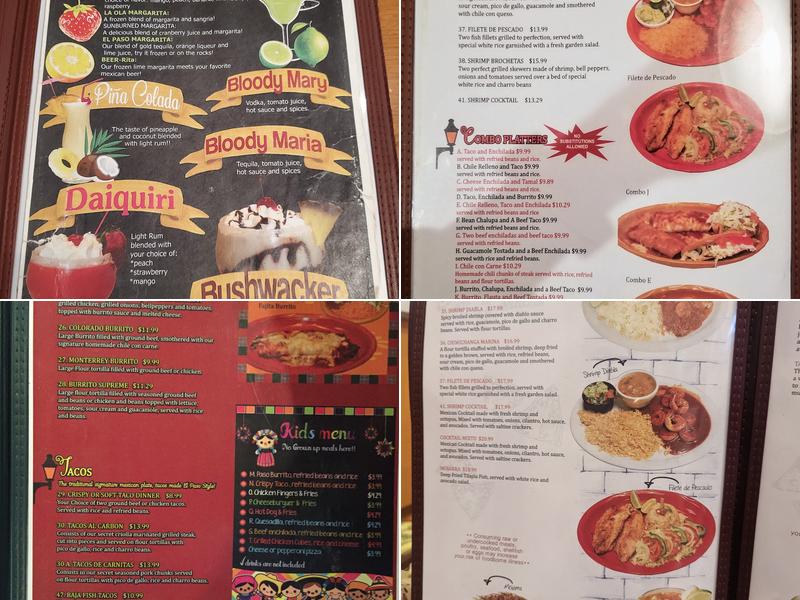 El Paso Mary Esther Menu