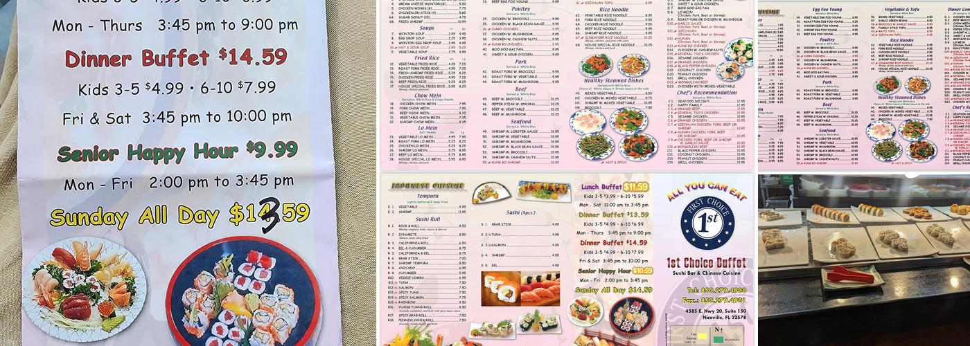 First Choice Buffet Menu