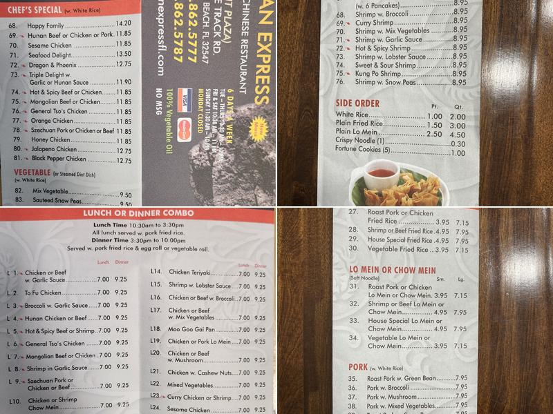 Hunan Express Menu