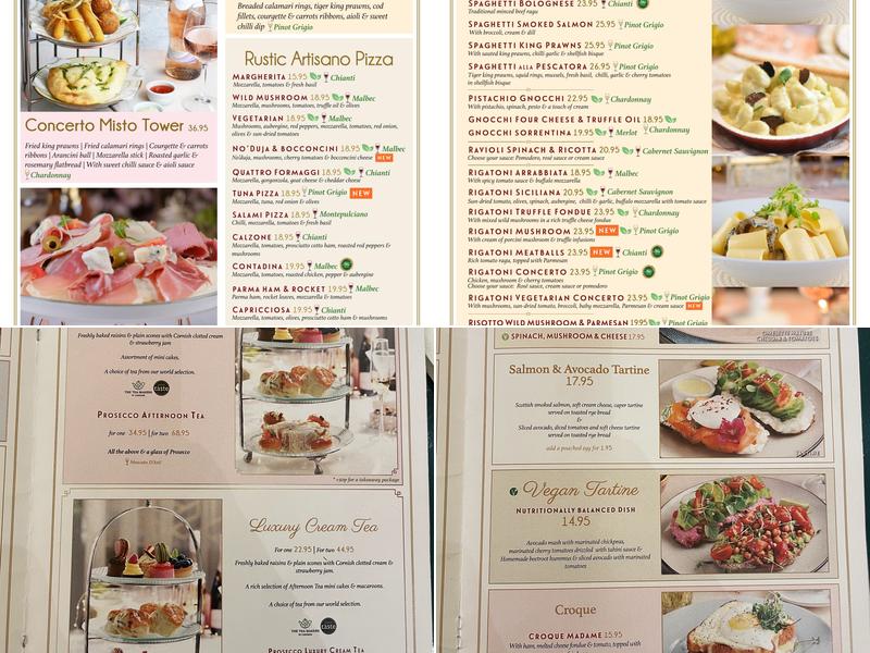 Caffè Concerto Kensington Menu