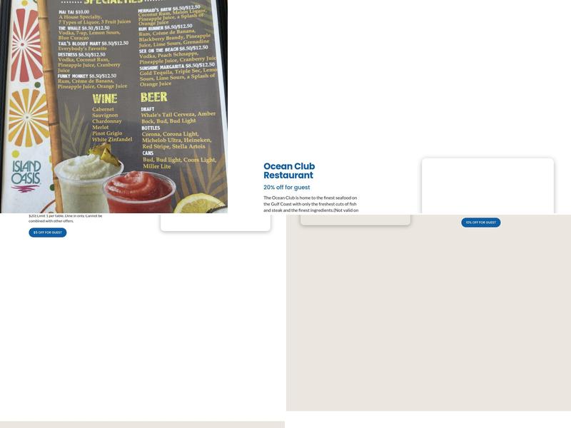 The Whale's Tail Beach Bar & Grill Menu