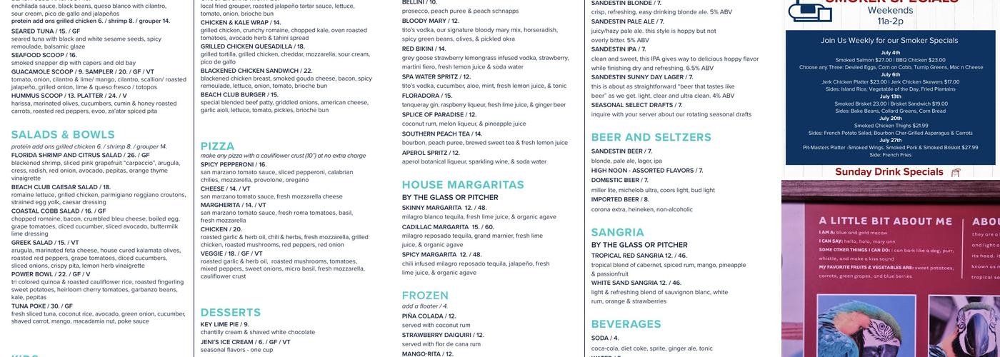 Marina Bar & Grill Menu