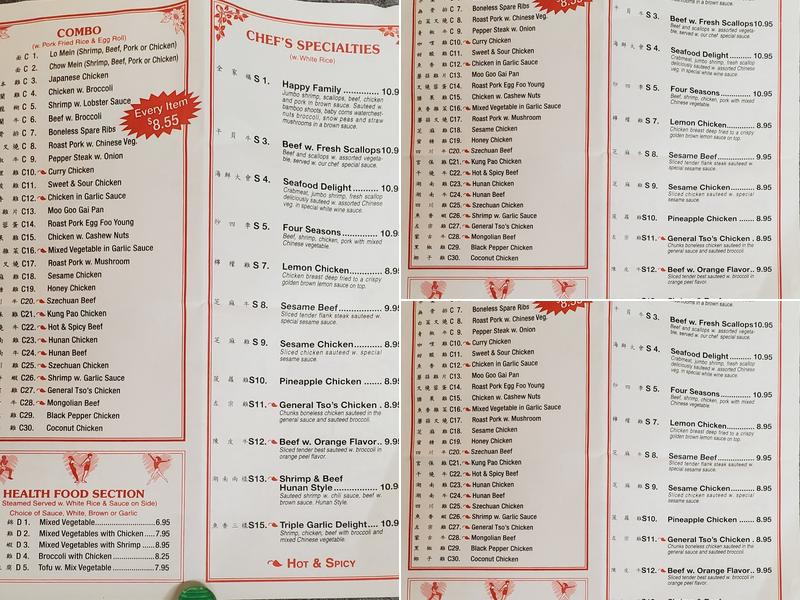 Chen's Buffet Menu