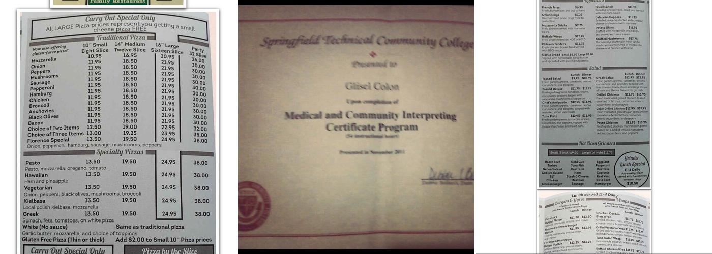 Florence Pizza & Family Menu