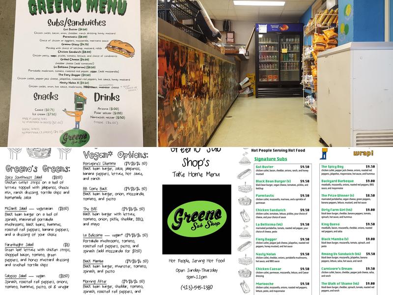 Greeno Sub Shop Menu