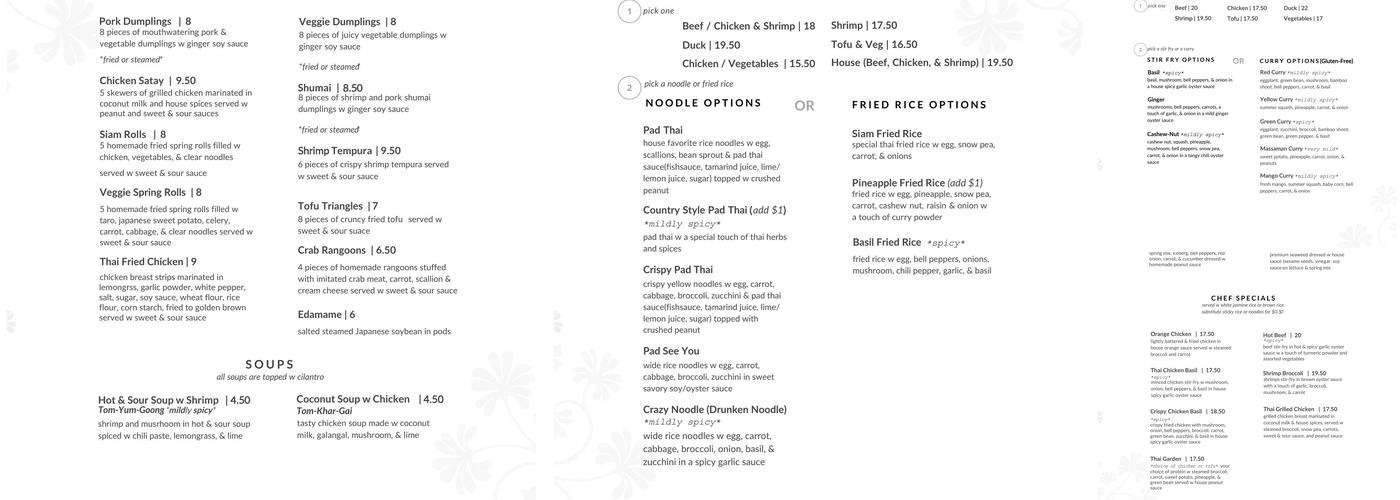 Thai Blue Ginger Menu