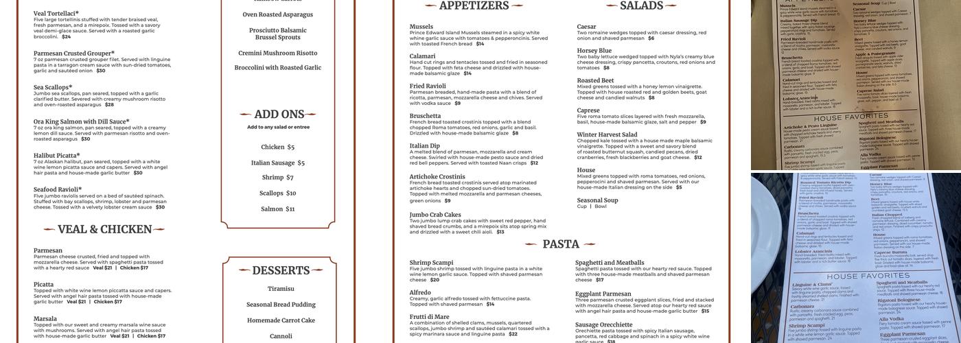 The Italian House on Park Menu