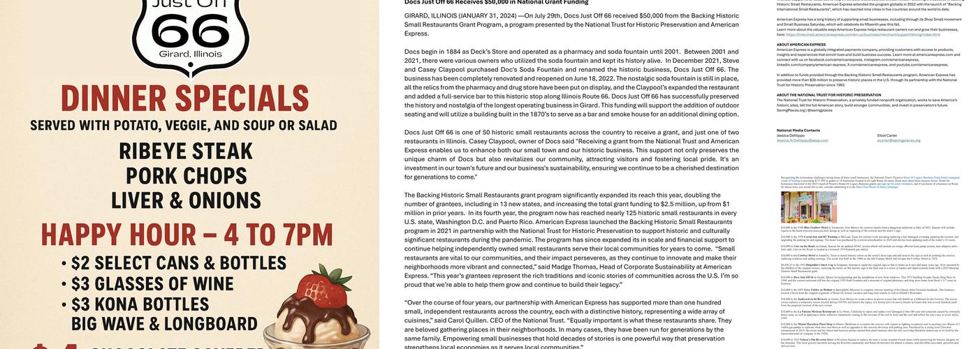 Docs Just Off 66 Menu