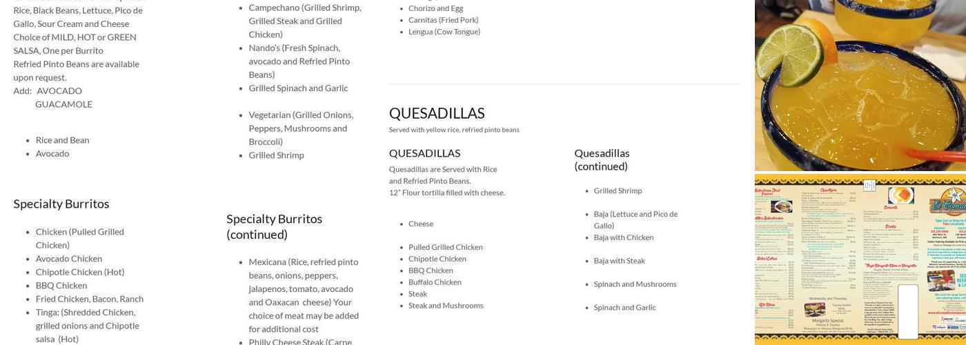 El Comalito (Amherst) Menu