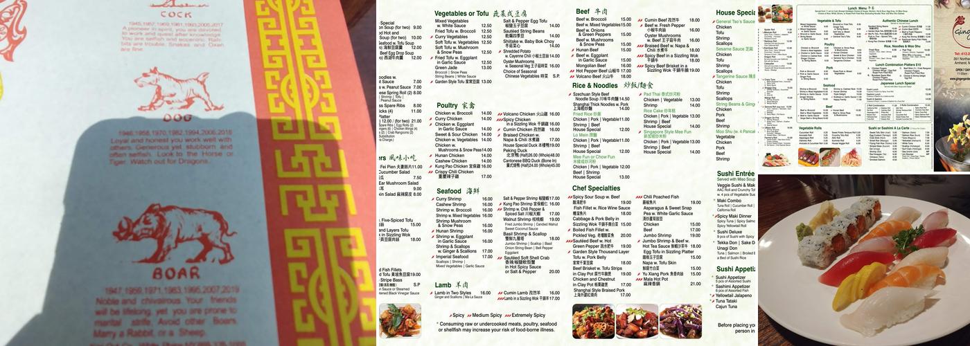 Ginger Garden Menu