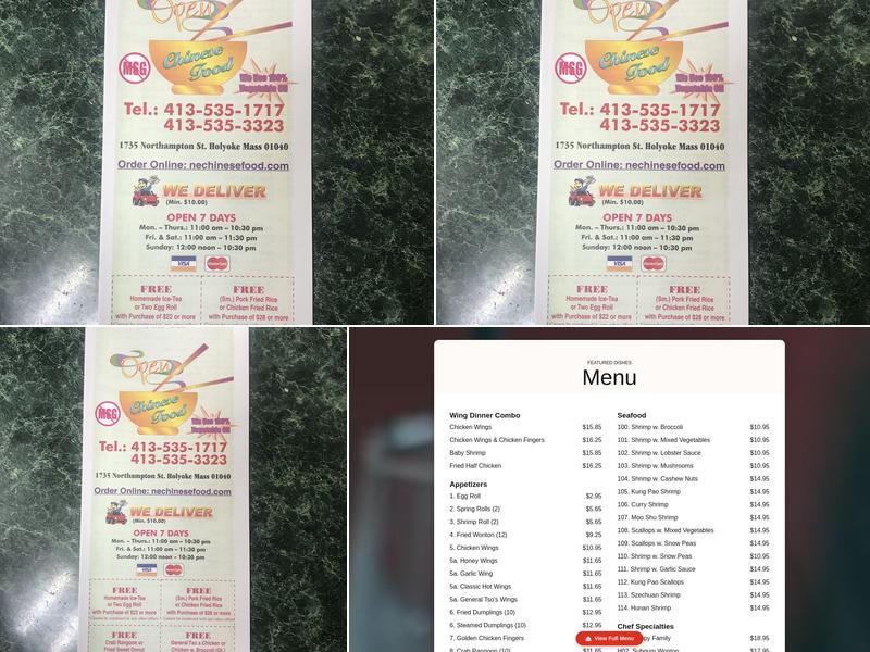 Golden Chopsticks Menu