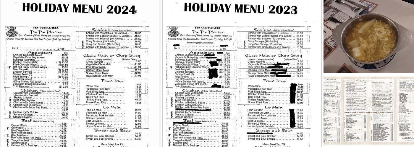 Golden Peacock Menu