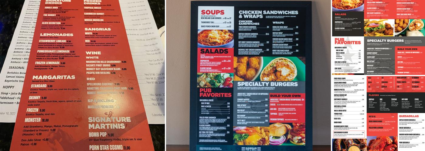 Hangar Pub and Grill Menu