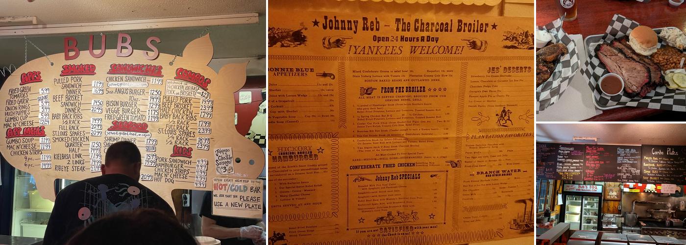 Bub's BBQ Menu