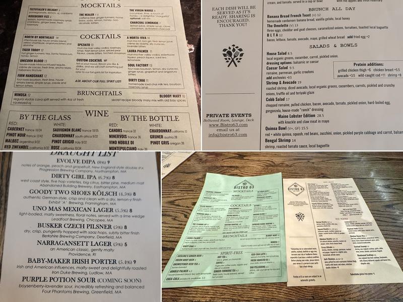 Bistro 63 Menu