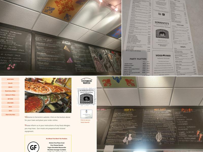 Sorrento's Pizzeria Menu