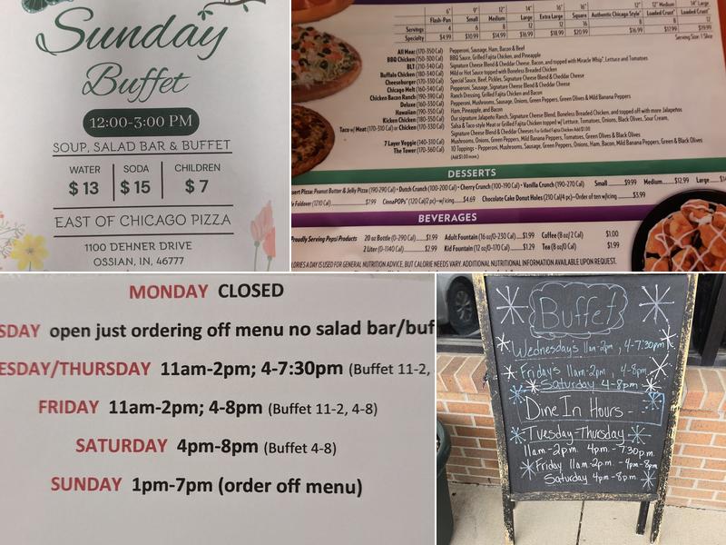 East of Chicago Menu