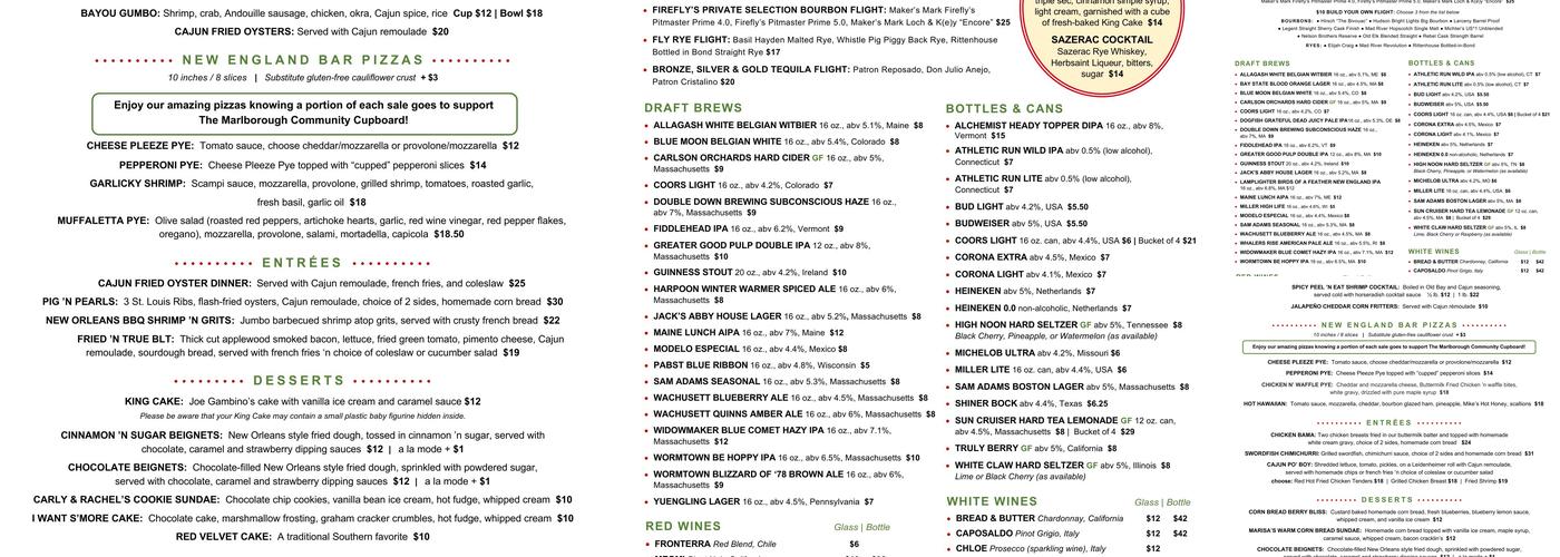 Firefly's BBQ Menu