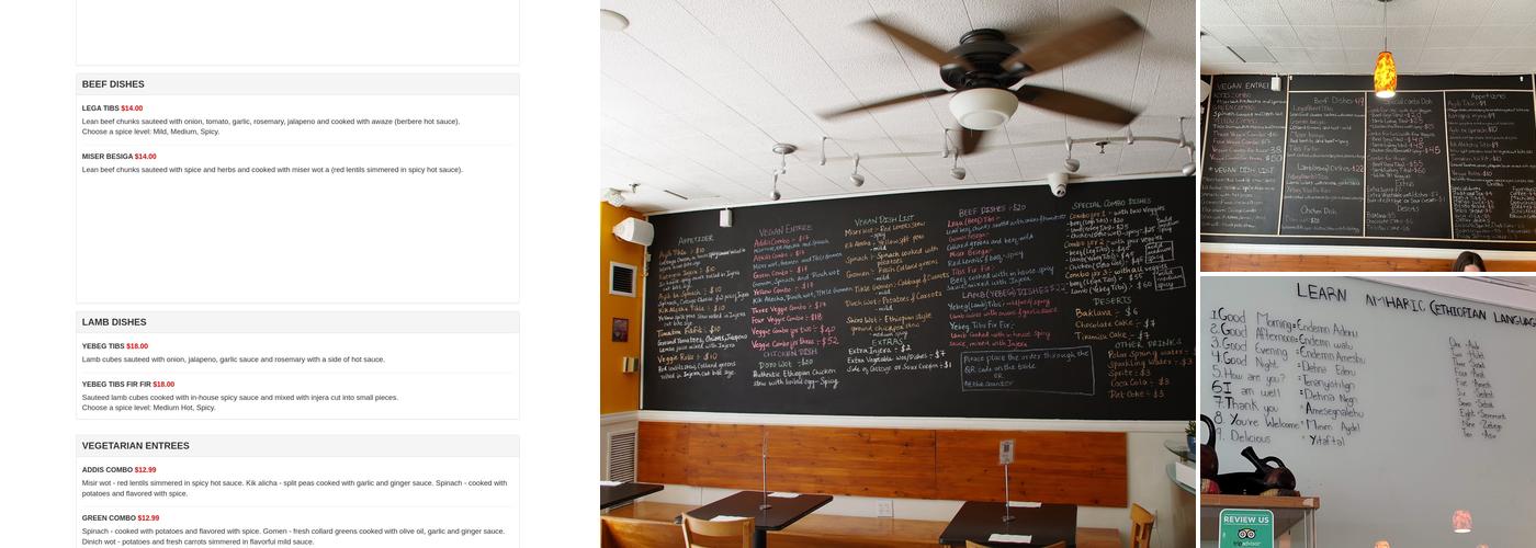 Lucy Ethiopian Cafe Menu
