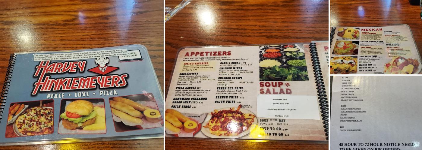 Harvey Hinklemeyers Menu