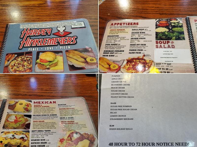 Harvey Hinklemeyers Menu