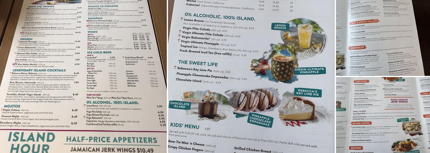 Bahama Breeze Menu