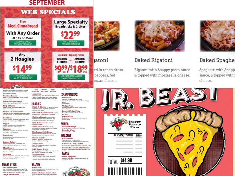 Snappy Tomato Pizza Menu