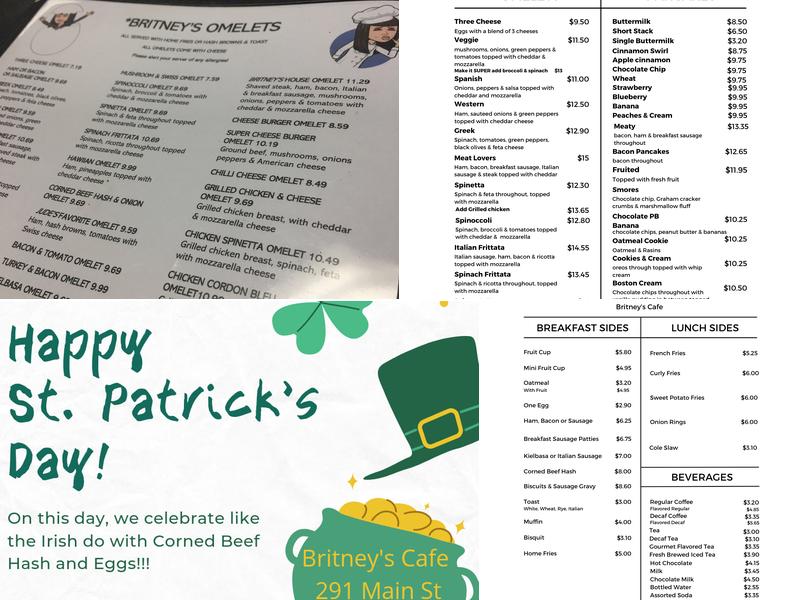 Britney's Cafe Menu