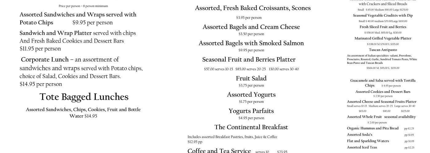 Legend Café & Catering Menu