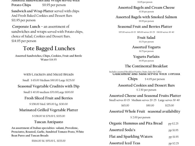 Legend Café & Catering Menu