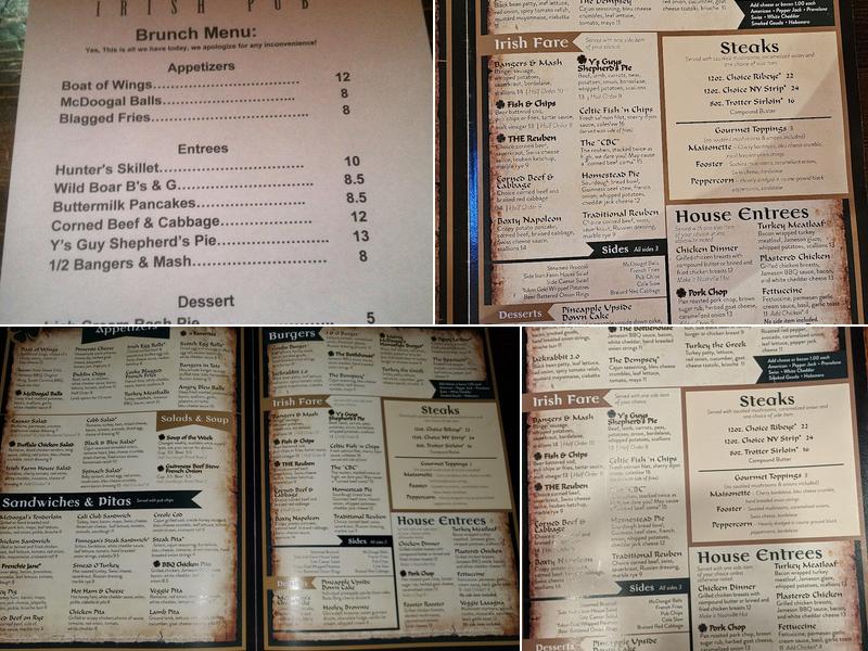 Cook McDoogal's Irish Pub Menu