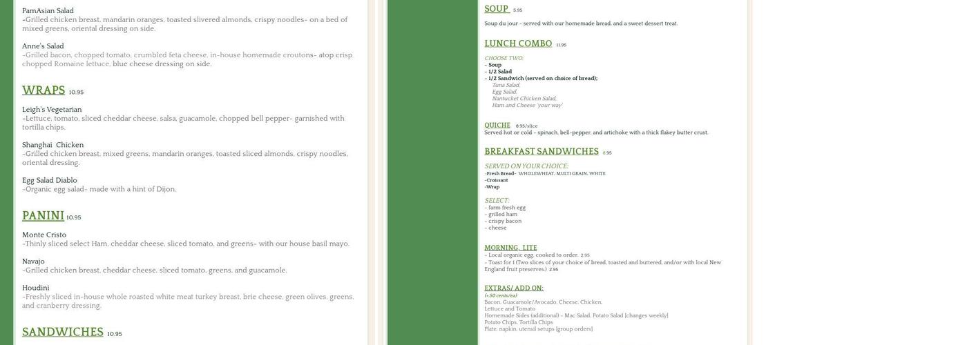 Festive Breads Bakery, Cafe', Gift Baskets Menu