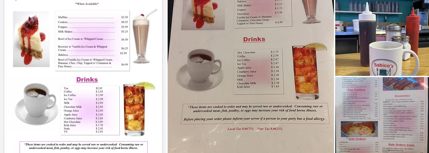 Babico's Cafe Menu