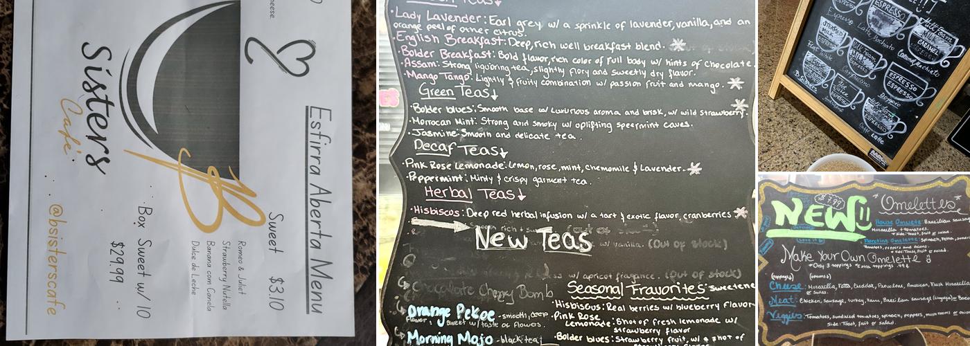 B Sisters Cafe Menu