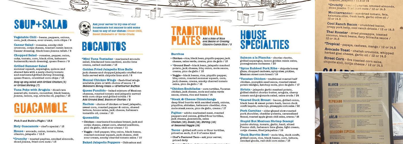 Mezcal Tequila Kitchen Menu