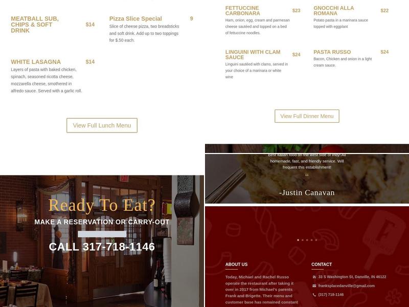Frank's Place Menu