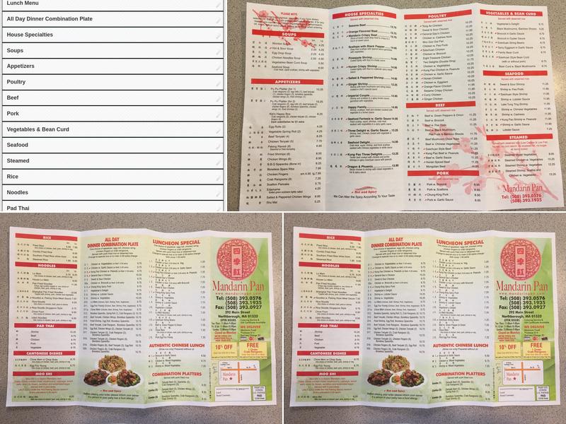 Mandarin Pan Menu