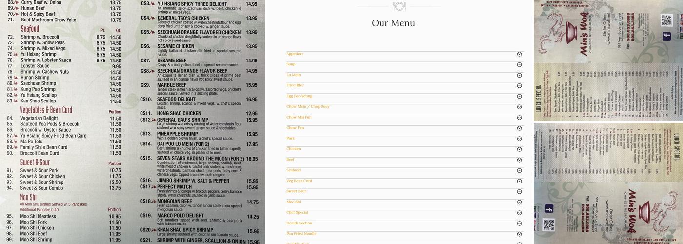 Min's Wok Menu