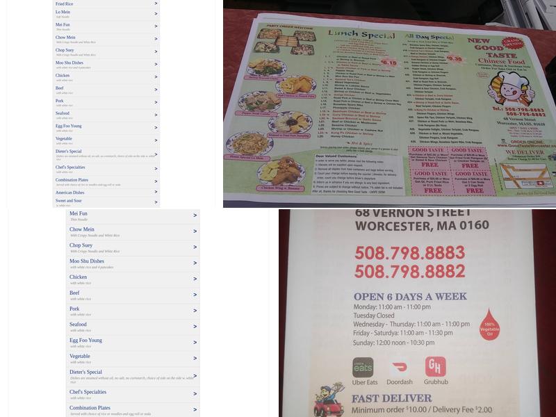 Good Taste Menu